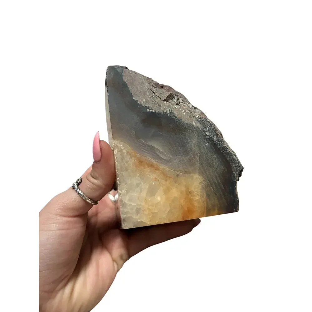 Natural Red Banded Agate Geode Bookends Boho MCM Earthy Decor